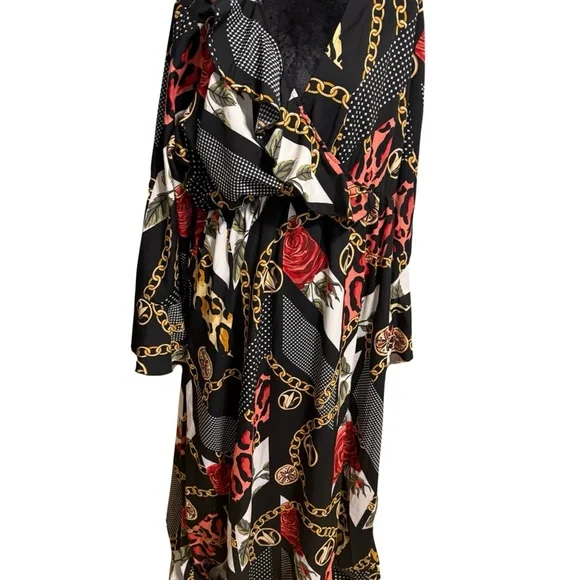 SHEIN Black and Pink Chain Print Maxi Dress - Picture 4 of 6